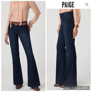 PAIGE Dark Blue Flare & Wide Leg Jeans